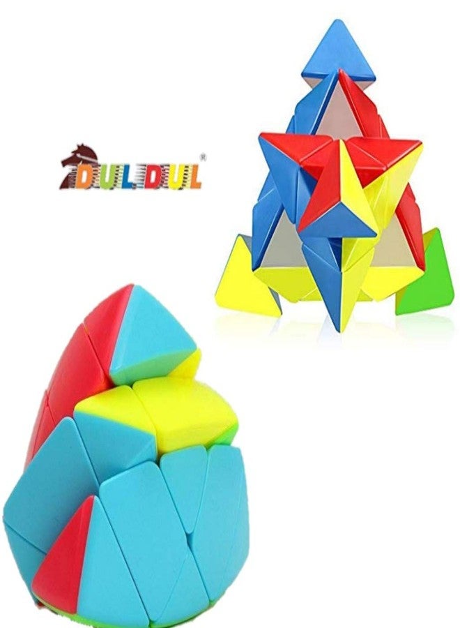 DUL DUL Combo of Triangle Pyramid Cube,Mastermorphix Pyramorphix Cube Stickerless Circular Mind Maze High Speed Magic Cube Puzzle Toy. - Image 2